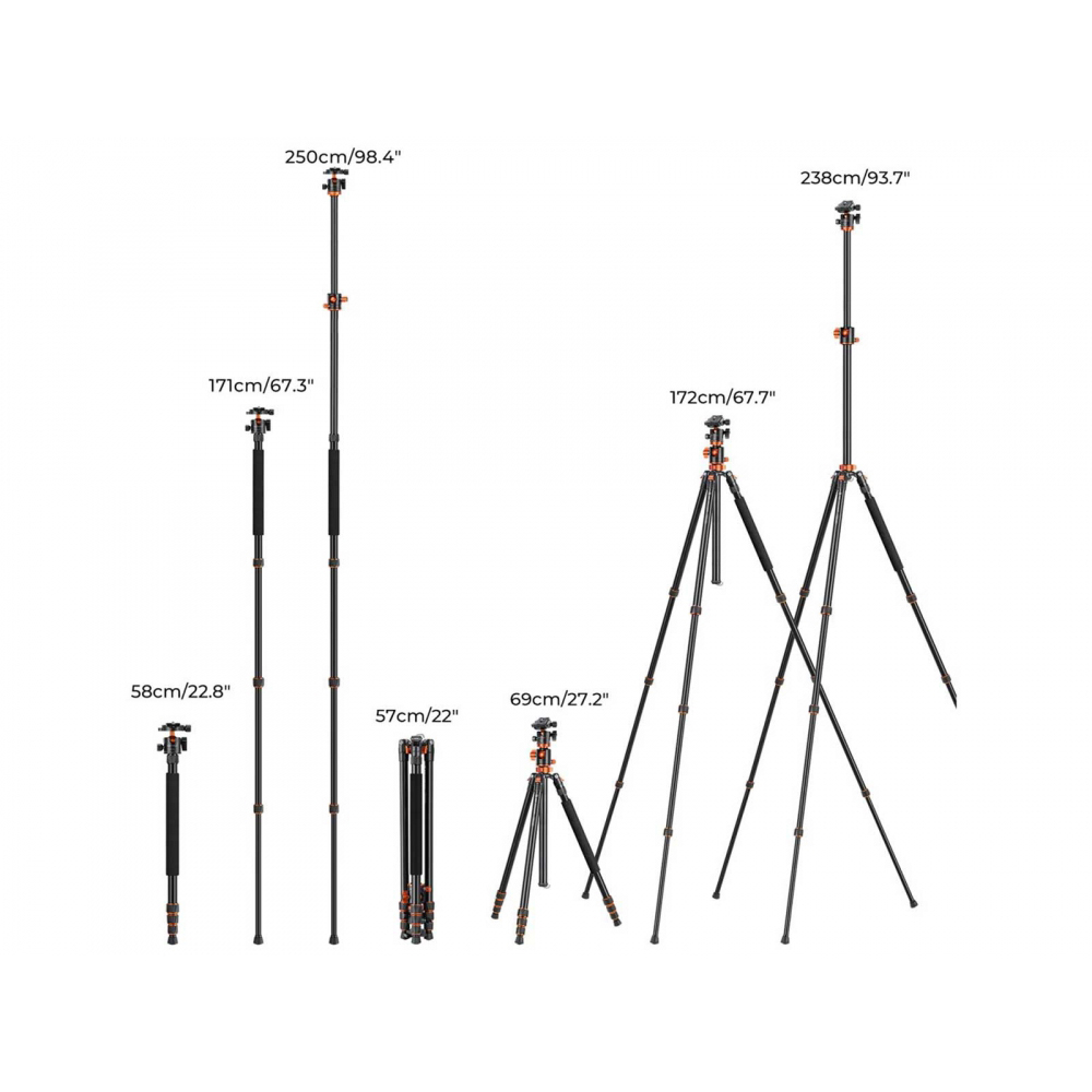 K&F Concept Aluminium tripod Transverse Center Column KF09.086V2 - 4